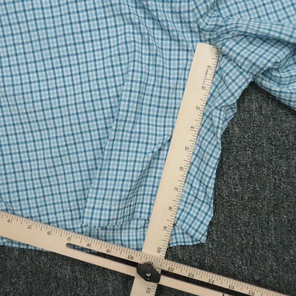 Peter Millar Shorts Men 40 Blue Plaid Performance Chino‎ Seersucker Lightweight